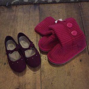 2 Pairs Girls Shoes size 11 Boots, Flats